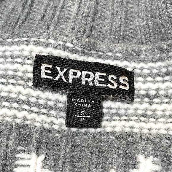 Express sweater cardigan merino wool gray white size small - Picture 2 of 7